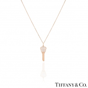 Tiffany & Co. Rose Gold Diamond Modern Key Pendant
